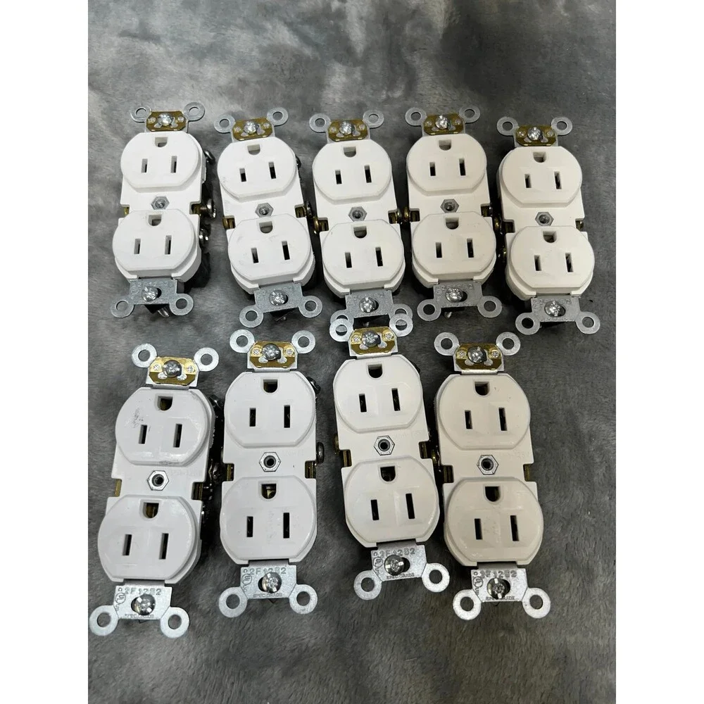 9x Leviton CBR15-WMP Duplex Receptacle 15A 125V Self Grounding Outlet White